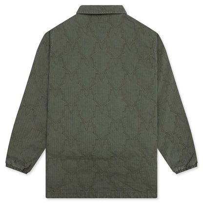 Coach Jacket - Skull Quilting Herringbone Olive