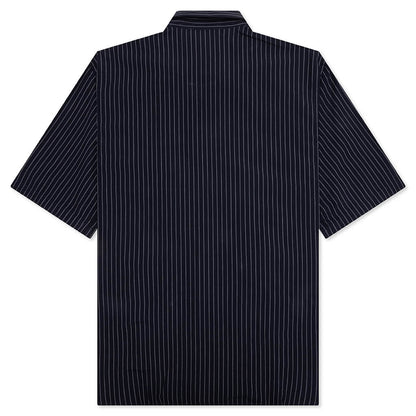 Stripe Button-Up Shirt - Navy/White