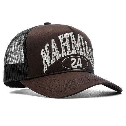 Studded Nahmias Marque Trucker Hat - Brown