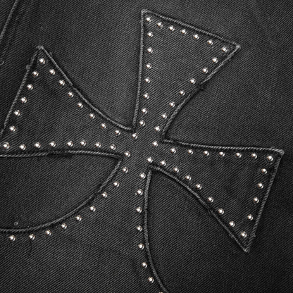 Studded Chopper Short - Washed Black