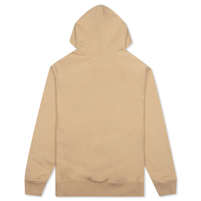 Back Hood Applique Hoodie - Beige