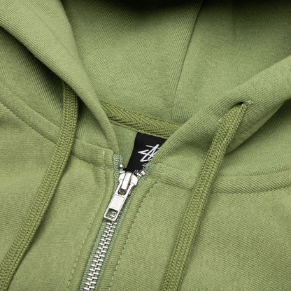 Basic Stussy Zip Hoodie - Moss