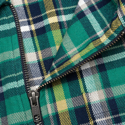 Classic Zip Up Plaid L/S Shirt - Green
