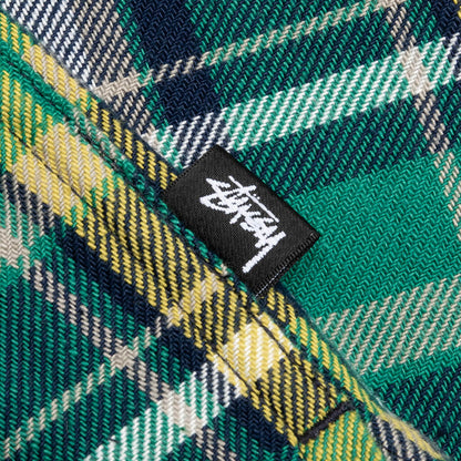 Classic Zip Up Plaid L/S Shirt - Green