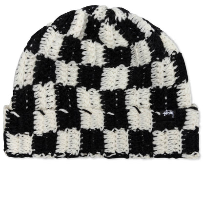 Crochet Checker Beanie - Black