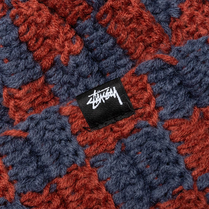 Crochet Checker Beanie - Navy