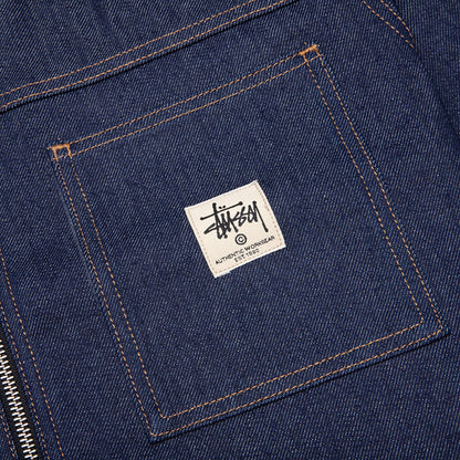 Denim Zip Up Work Shirt - Indigo