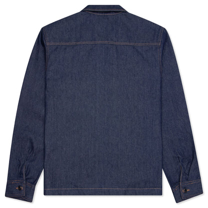 Denim Zip Up Work Shirt - Indigo