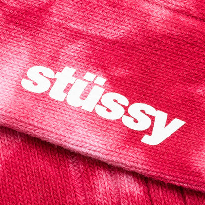 Dyed Ribbed Crew Socks - Red