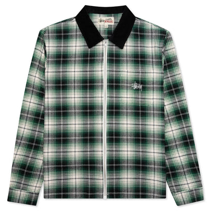 Frank Plaid Zip L/S Shirt - Black/Green