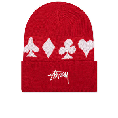 Full Suit Jacquard Cuff Beanie - Red