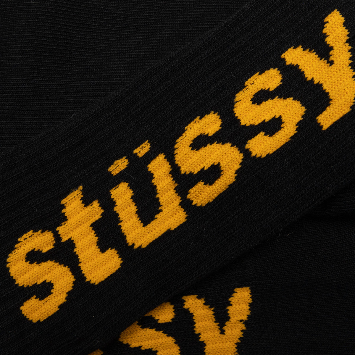 Helvetica Crew Socks - Black/Yellow