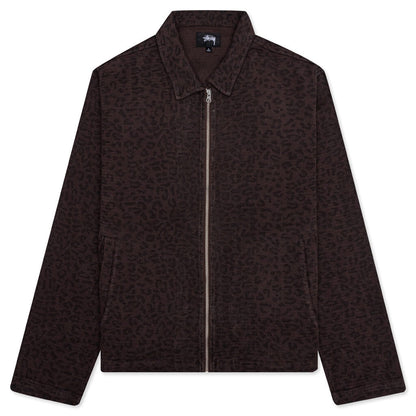 Leopard Mesh Zip Jacket - Brown