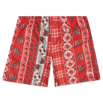 Paisley Plaid Water Short - Red