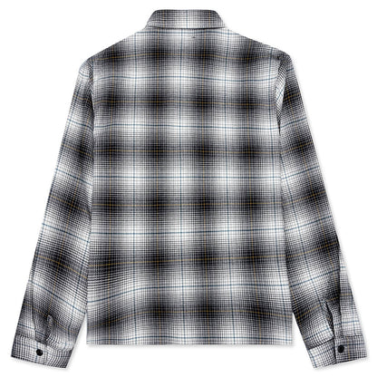 Paul Shadow Plaid Zip Shirt - Black