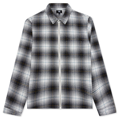 Paul Shadow Plaid Zip Shirt - Black