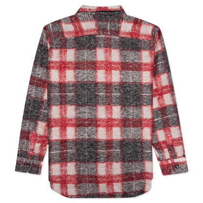 Plaid Knit Shirt - Red
