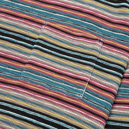 Printed Multi Stripe L/S Crew - Khaki