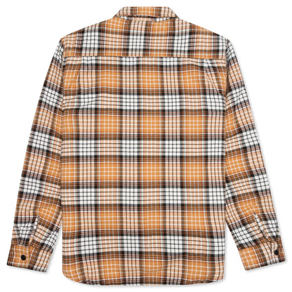 Quilted Lined Plaid Shirt - Copper