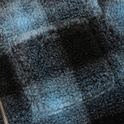 Shadow Plaid Sherpa Zip Shirt - Blue