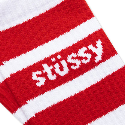 Stripe Crew Socks - White/Red
