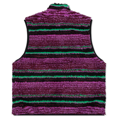 Striped Sherpa Vest - Grape