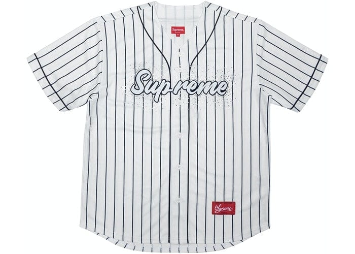 SUPREME RHINESTONE BASEBALL JERSEY PINSTRIPE