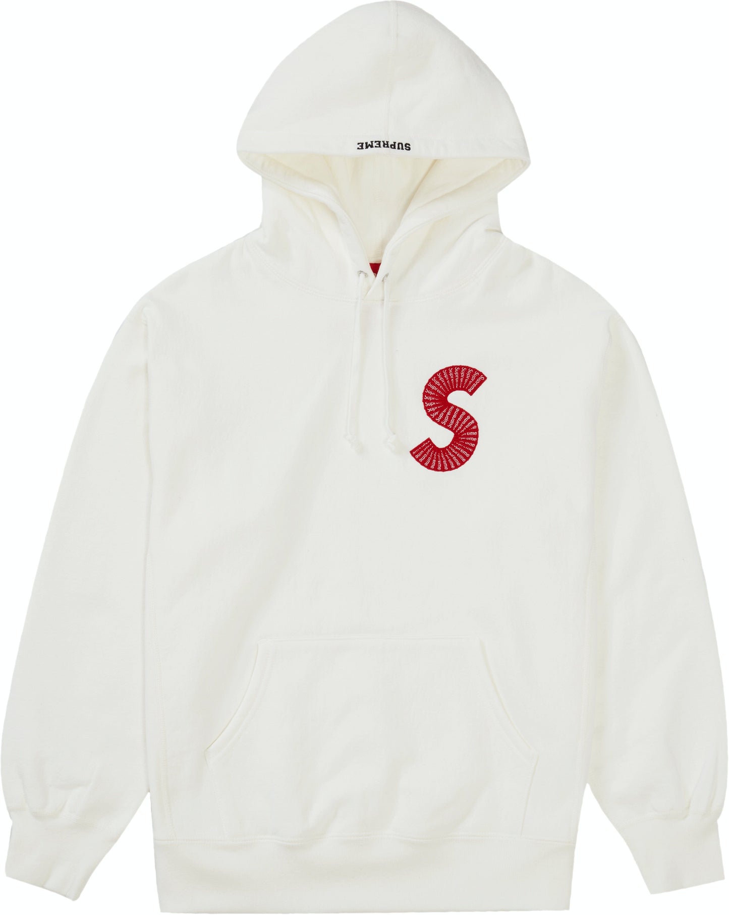 SUPREME S LOGO HOODIE WHITE/RED