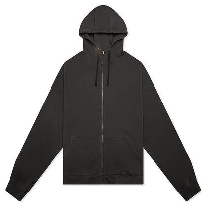 Reverse Applicated Stitch Logo Zipped Hoodie - Charcoal