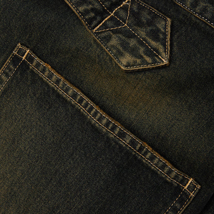 Sweat Pants Combined Denim Pants - Indigo