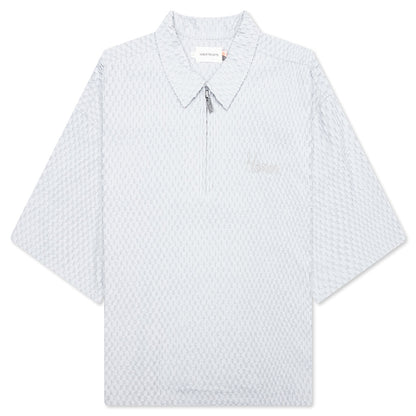 Textured Knit Quarter Zip - Grey