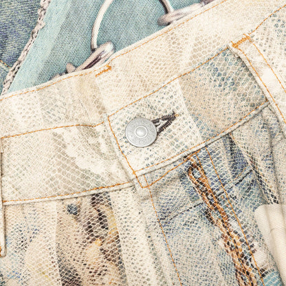 1981 Loose Fit Trompe-l’oeil Print Denim - White/Green