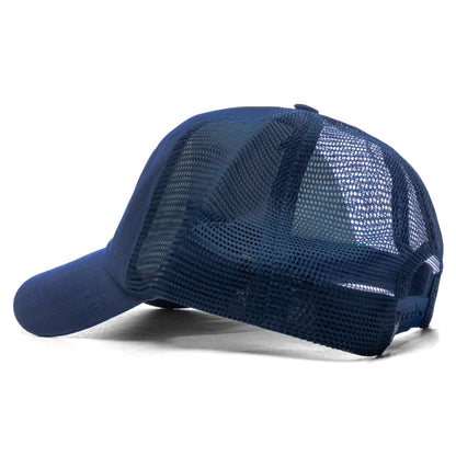 Waxed Cursive Stitched Trucker Snapback - Navy