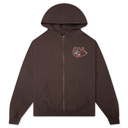 Valley Riders Zip Up Hoodie - Sun Faded Washed Brown