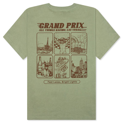 Vegas Racer Comic Tee - Oil Green - DNML