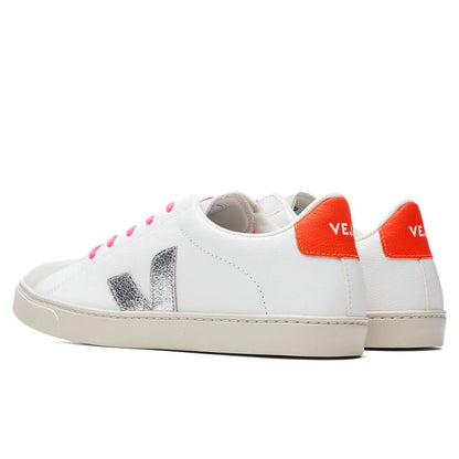 Junior Esplar Laces Chromefree - Extra White/Silver/Orange Fluorescent
