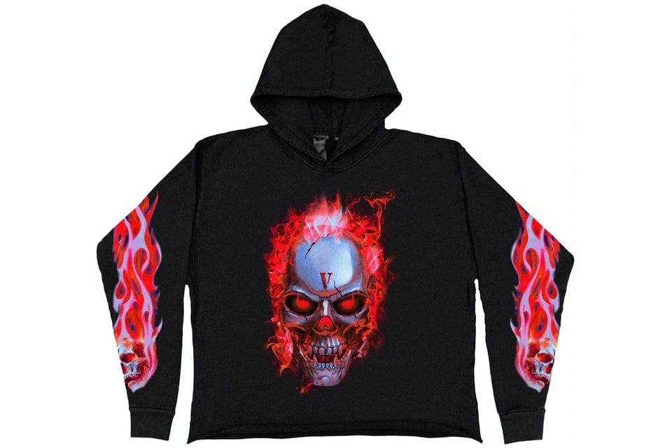 VLONE SKULLY RED FLAME HOODIE BLACK