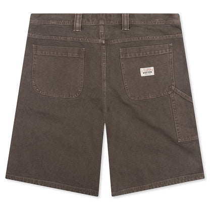 Washed Canvas Work Short - Brown