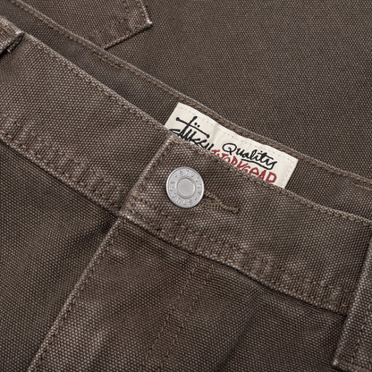 Washed Canvas Work Short - Brown