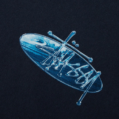 Wave Oval Hoodie - Navy
