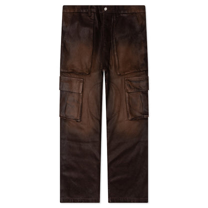 Waxed Denim Logo Cargo Pant -Brown Wash