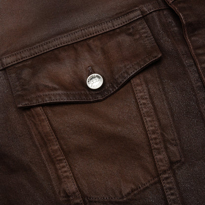 Waxed Denim Trucker Jacket - Brown Wash