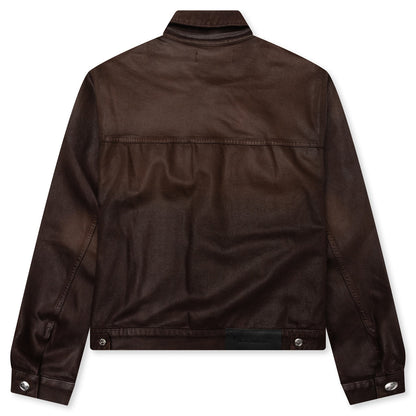 Waxed Denim Trucker Jacket - Brown Wash