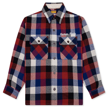 Wool Check Shirt Jacket - Red