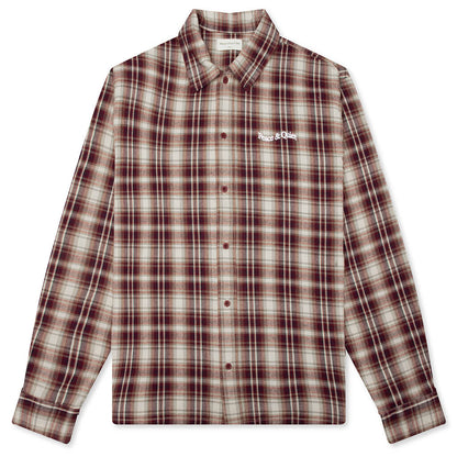 Wordmark Button Up - Burgandy