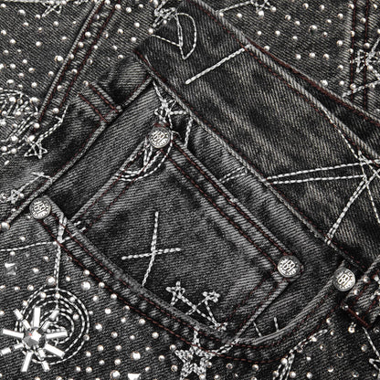 20K Zodiac Diamond Denim Pants - Black