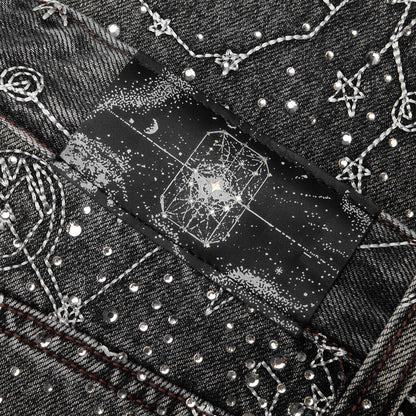 20K Zodiac Diamond Denim Pants - Black