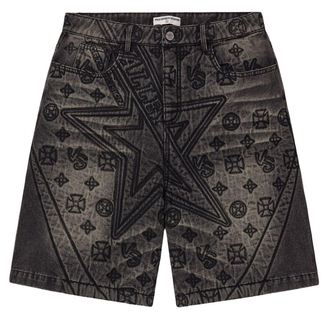VALE FOREVER SPADE DENIM SHORTS BLACK