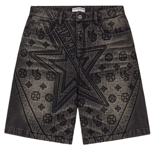 VALE FOREVER SPADE DENIM SHORTS BLACK