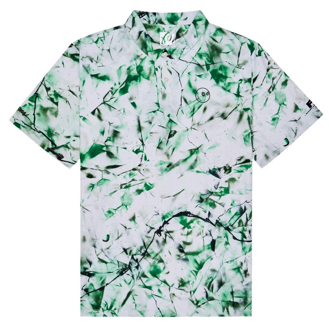 MALBON FUTURA POLY PERFORMANCE POLO WHITE/GREEN CAMO